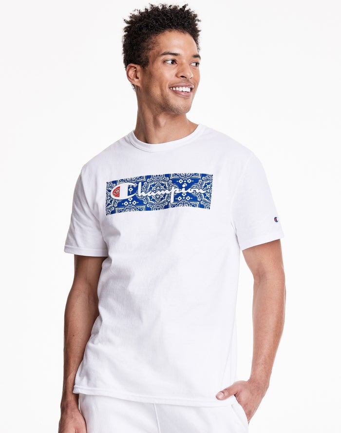 Camiseta Champion Hombre - Heritage Bandana Knockout With Vintage Script Logo ( Blancas ) 8293570-YT